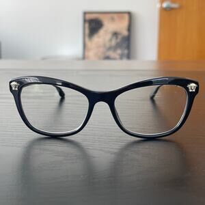 Versace Designer (VE3224 GB1) Black Cat Eye Eyeglasses Prescription Lenses